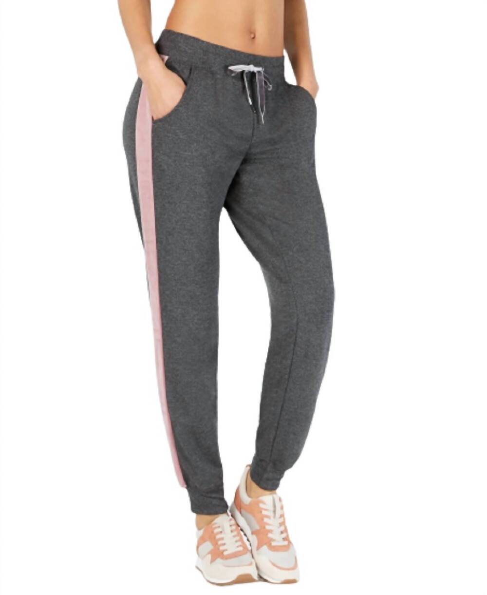 NEW IDEOLOGY women's activewear velour stripe joggers in antique rose